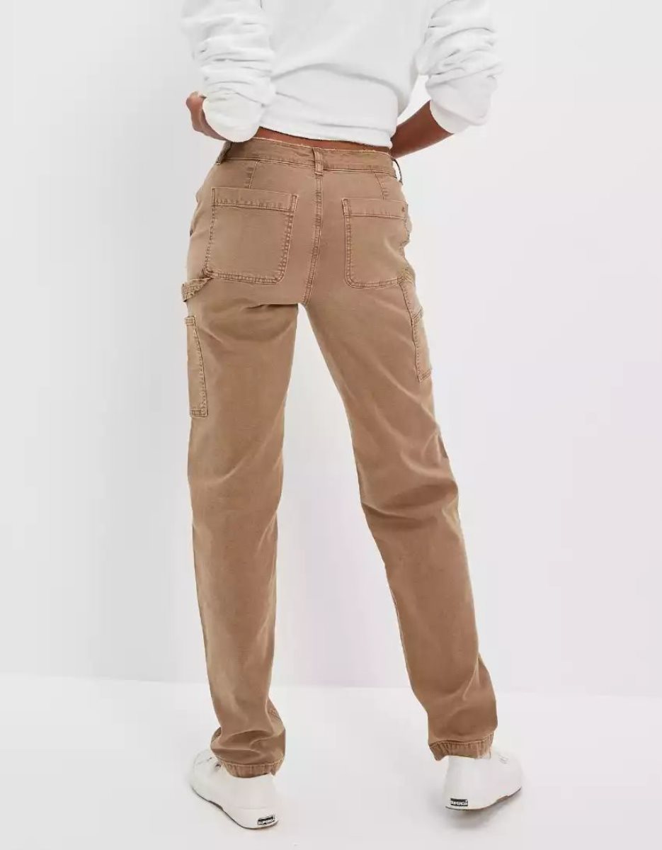 Jean American Eagle AE Stretch High-Waisted Droit Leg Carpenter Pant Marron Femme | ULL-63846745